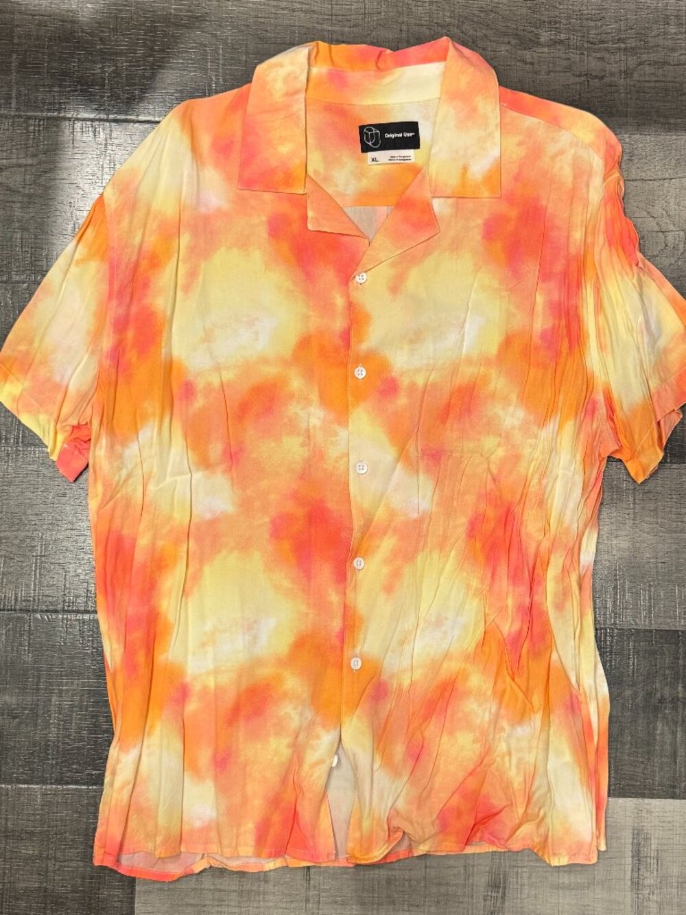 Original Use Camp Collar Resort Button Up Shirt Orange Size XL